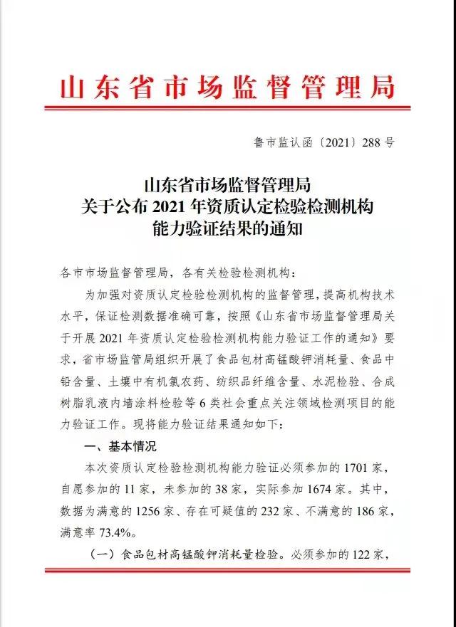 【喜报】热烈祝贺国润检测顺利通过2021年资质认定检验检测机构能力验证！